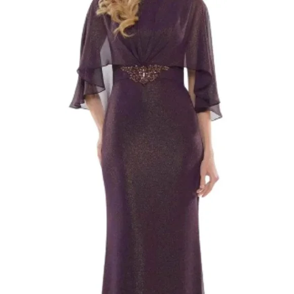 NWT Marsoni by Colors MV1130 Chiffon Mother of the Bride Dress Eggplant Size 18 - Picture 2 of 8